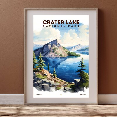 Crater Lake National Park Poster, Travel Art, Office Poster, Home Decor | S8 - image4